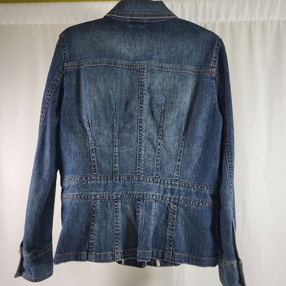 Liz Claiborne Jean Jacket Blue Collared  Denim Women's Medium Button - Picture 2 of 16
